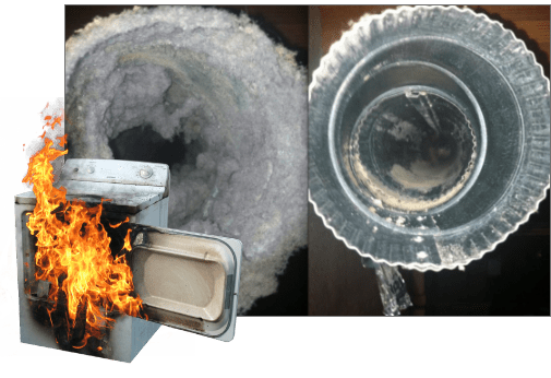 before and after dryer vent cleaning